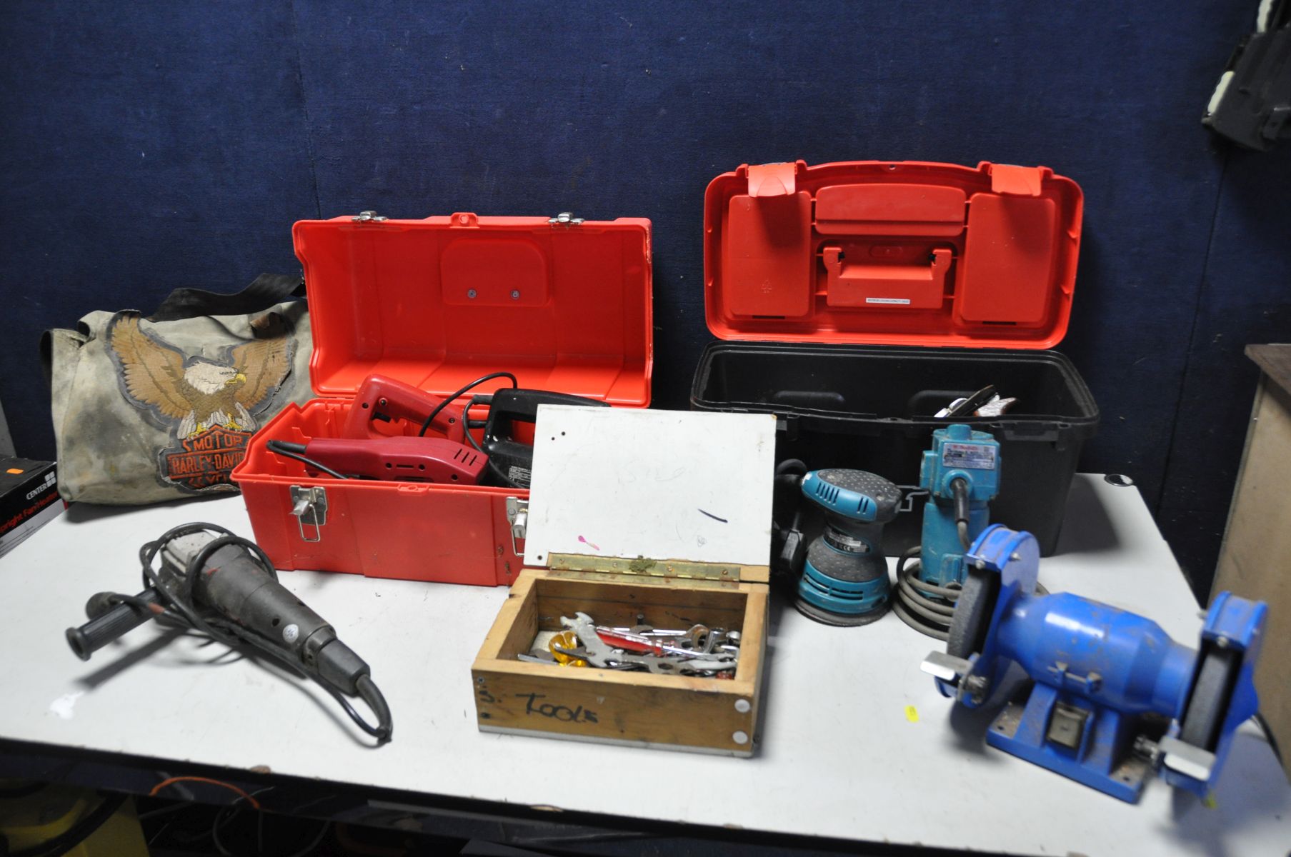 TWO TOOLBOXES to include various hand tools spanners, drill bits and a selection of electrical