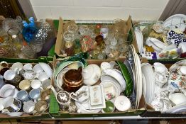 SIX BOXES OF CERAMICS AND GLASS WARES, to include a twenty three piece bone china tea set with
