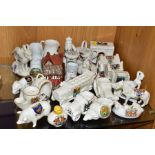 A GROUP OF CERAMIC CRESTED WARES, approximately twenty five pieces by different manufacturers, forms