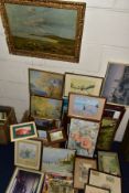 PAINTINGS AND PRINTS ETC, to include an impressionist coastal landscape, unsigned oil on board,
