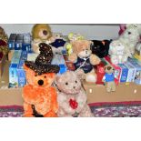 THREE BOXES OF JIGSAW PUZZLES AND A BOX OF SOFT TOYS, the twenty eight boxed jigsaw puzzles are