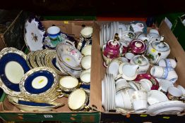 TWO BOXES OF ASSORTED TEA WARES, ETC, including a thirty nine piece Collingwood bone china tea