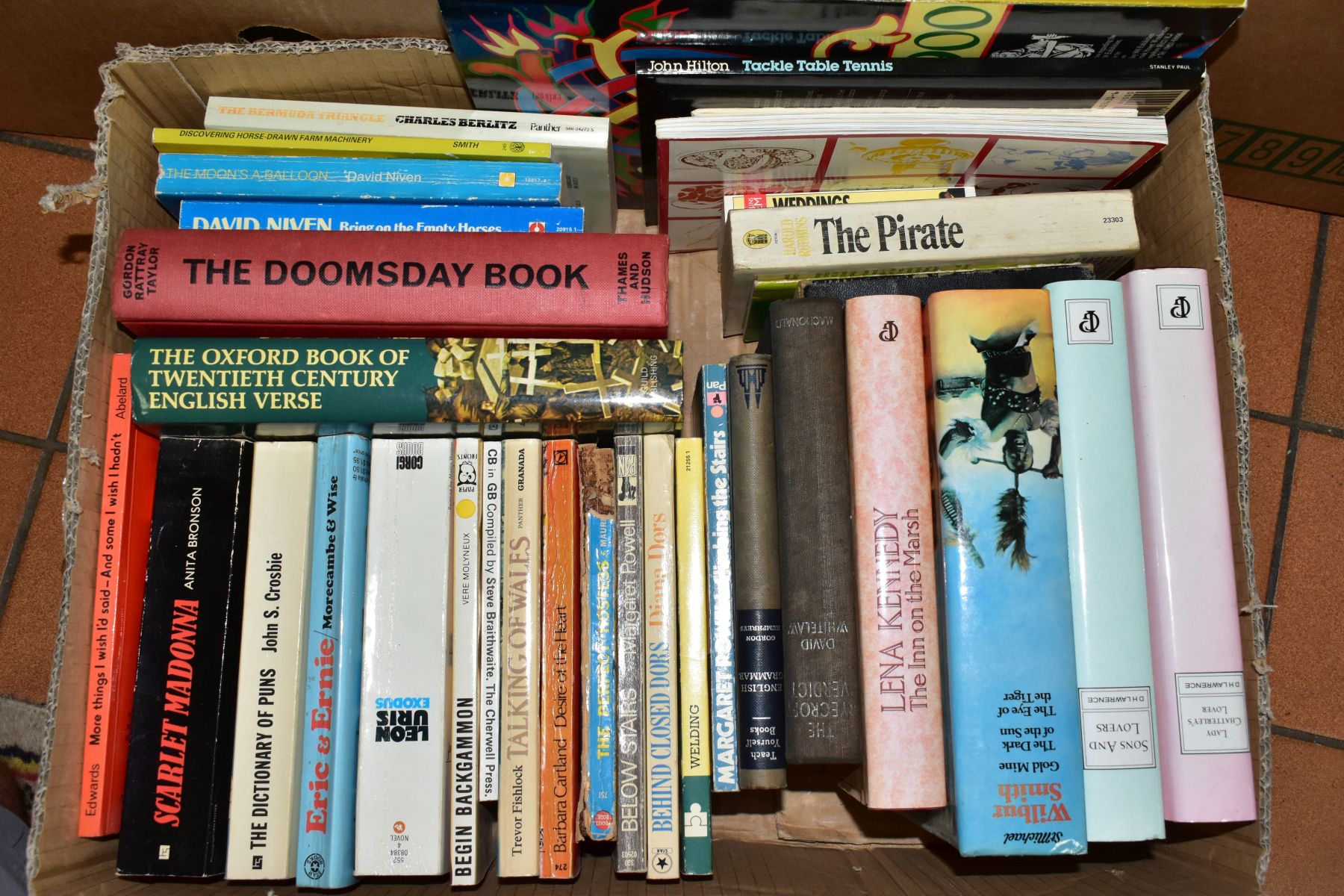FIVE BOXES OF BOOKS, approximately one hundred and ten books, titles to include fiction, needlework, - Image 2 of 6