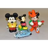 A CAPTAIN SCARLETT SPECTRUM PURSUIT VEHICLE AND THREE MICKEY MOUSE TOYS/CANDLE, comprising two