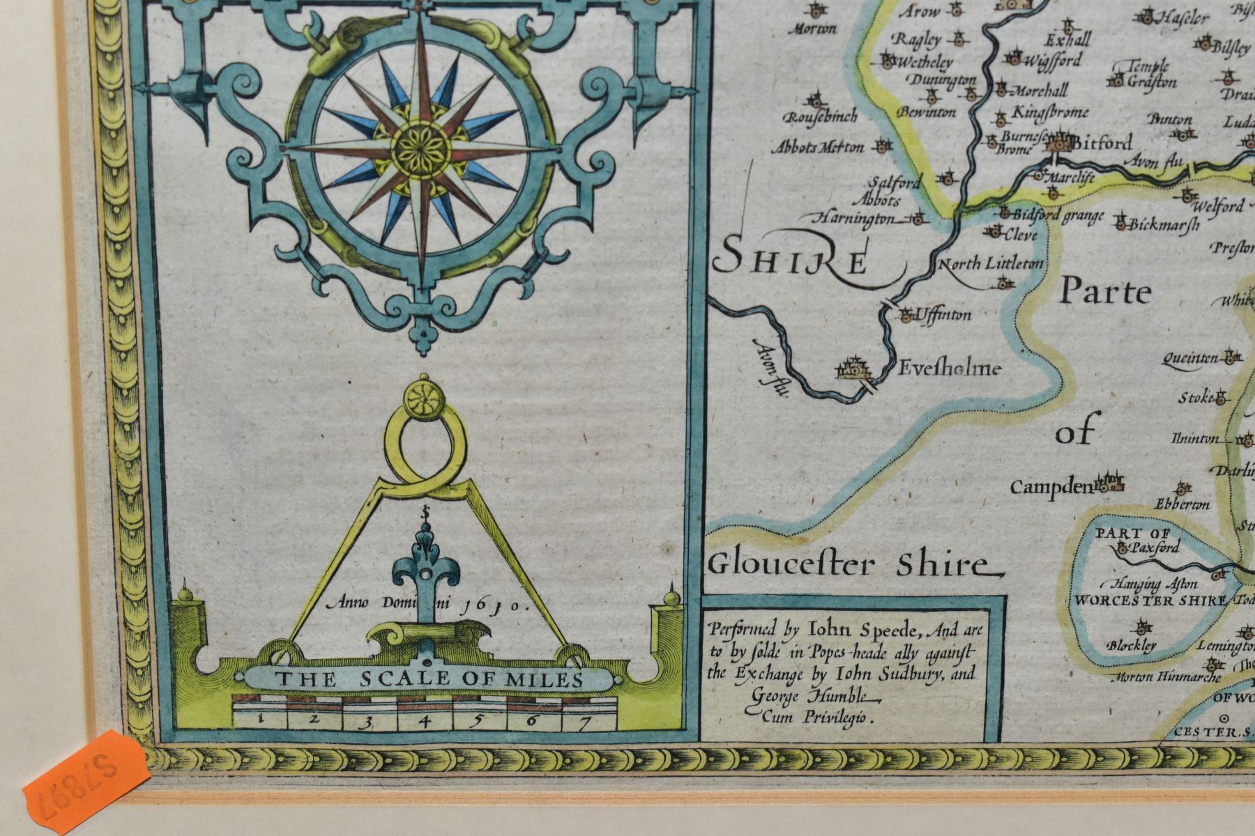 AFTER JOHN SPEED, A MAP OF WARWICK PUBLISHED BY THOMAS BASSETT & RICHARD CHISWELL 1676, the map - Image 4 of 7