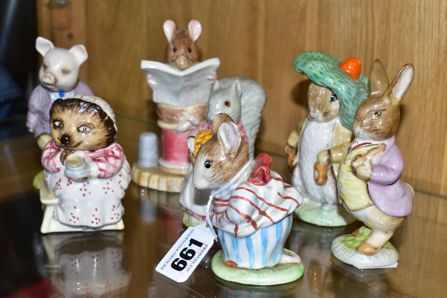 SEVEN BEATRIX POTTER FIGURES, to include Beswick Mrs Tittlemouse (small chip to ear) and Mrs Tiggy - Image 3 of 11