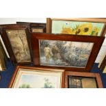 SIX FRAMED PRINTS, COMPRISING VINCENT VAN GOGH 'SUNFLOWERS', approximate size 75cm x 59cm, signed