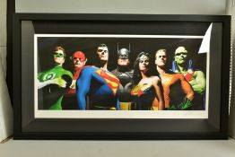 ALEX ROSS (AMERICAN CONTEMPORARY) 'ORIGINAL SEVEN' portraits of Green Lantern, Flash, Superman,