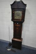 GEORGE PAYNE OF LUDLOW, A GEORGE III OAK AND MAHOGANY EIGHT DAY LONGCASE CLOCK, the hood with a swan