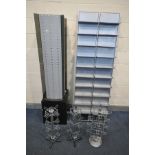 A SELECTION OF SHOP DISPLAY STANDS, including three metal swivel stands, etc