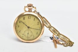 A GOLD-PLATED 'WALTHAM MASS ROYAL' OPEN FACE POCKET WATCH, (working) round silvered dial, Arabic