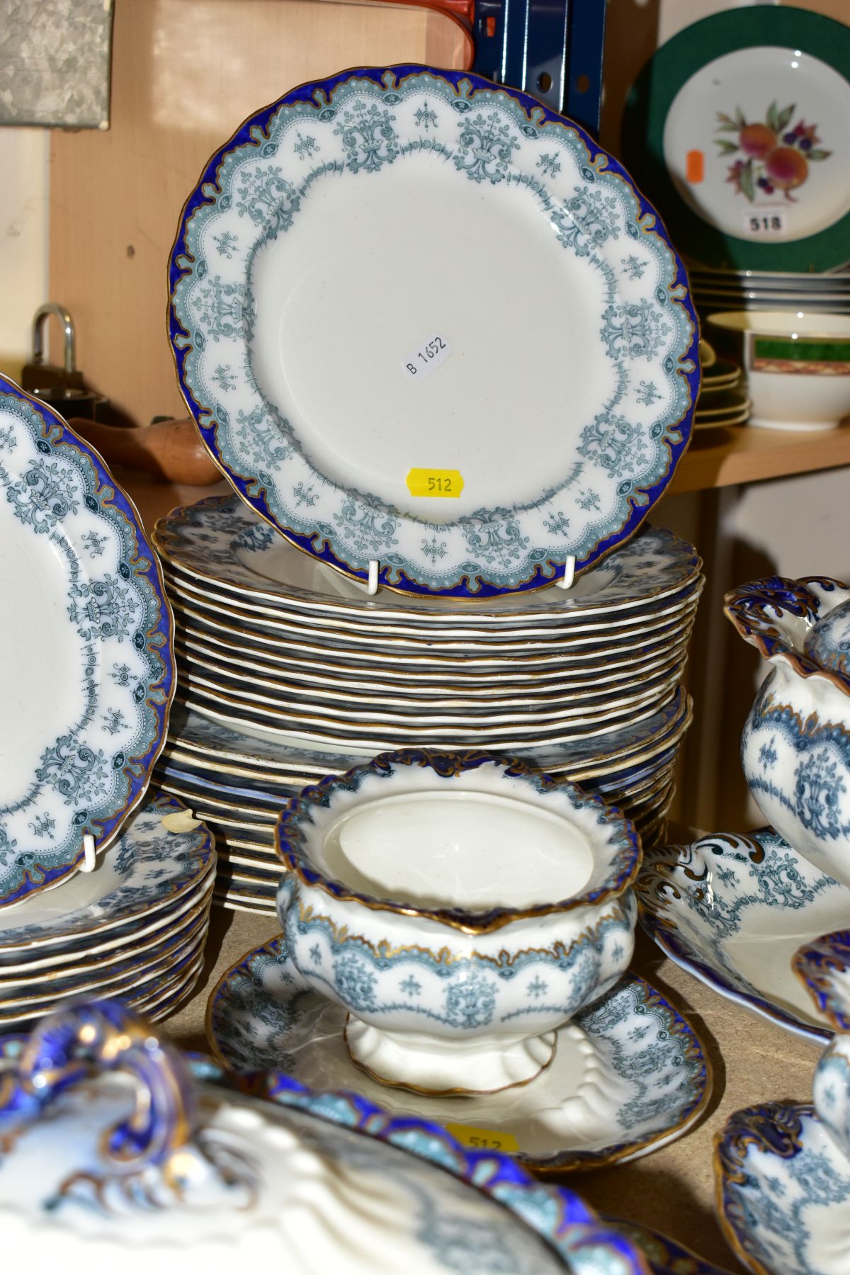 A LATE NINETEENTH CENTURY FORTY NINE PIECE FURNIVALS REGAL PATTERN DINNER SERVICE, with printed, - Image 7 of 12