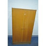 A STAG OAK TWO DOOR WARDROBE, width 92cm x depth 56cm x height 170cm