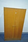 A STAG OAK TWO DOOR WARDROBE, width 92cm x depth 56cm x height 170cm