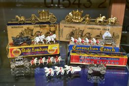 SIX SMALL MODELS OF STATE COACHES, five with original boxes, to include Coronation Coaches by W