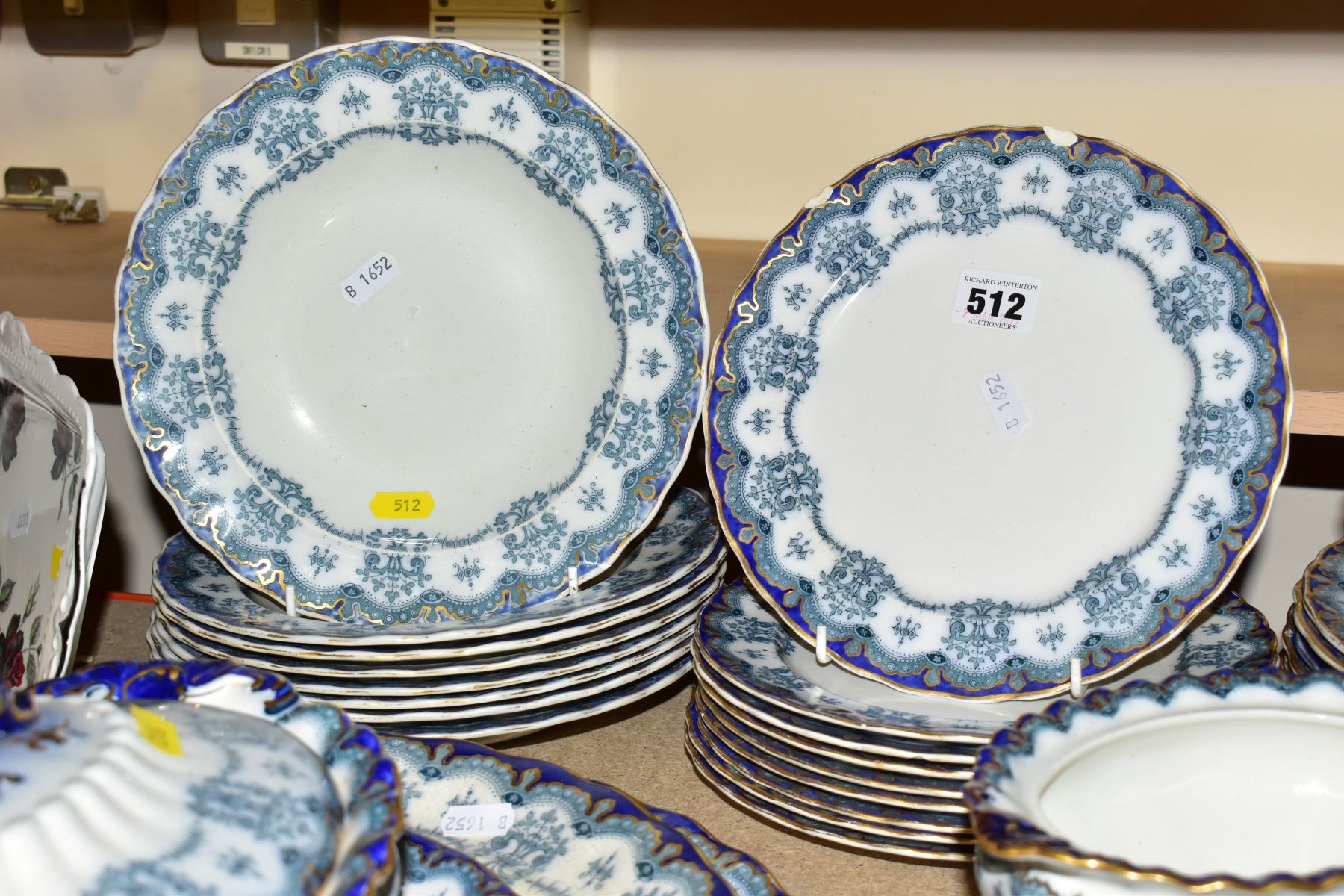 A LATE NINETEENTH CENTURY FORTY NINE PIECE FURNIVALS REGAL PATTERN DINNER SERVICE, with printed, - Image 6 of 12