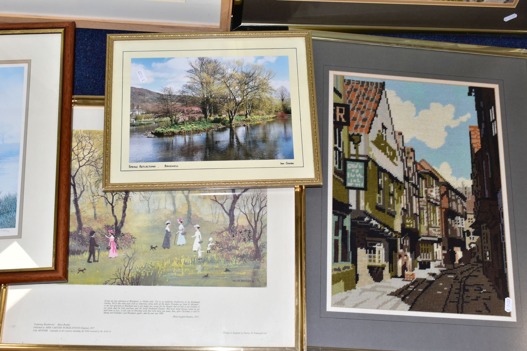 A QUANTITY OF PRINTS, PAINTINGS AND NEEDLEWORK, to include eighteen framed pictures, an Aubrey - Image 2 of 10