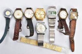 A SELECTION OF GENTS WRISTWATCHES, eight watches with names to include 'Buler, Anker, Swiss De