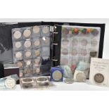 A SMALL BOX OF MAINLY UK COINAGE, to include a small album of coins some with silver content and