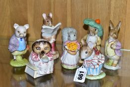 SEVEN BEATRIX POTTER FIGURES, to include Beswick Mrs Tittlemouse (small chip to ear) and Mrs Tiggy