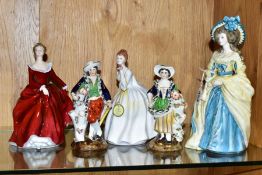 FIVE CERAMIC FIGURINES, comprising a limited edition Royal Doulton Sophia Charlotte Lady Sheffield