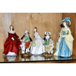 FIVE CERAMIC FIGURINES, comprising a limited edition Royal Doulton Sophia Charlotte Lady Sheffield