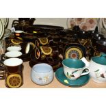 A FORTY THREE PIECE DENBY ARABESQUE DINNER SERVICE WITH OTHER PIECES OF DENBY CERAMICS, Denby