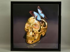 RORY HANCOCK (BRITISH 1987) 'BUTTERFLY KISS' a signed limited edition box canvas print of a skull