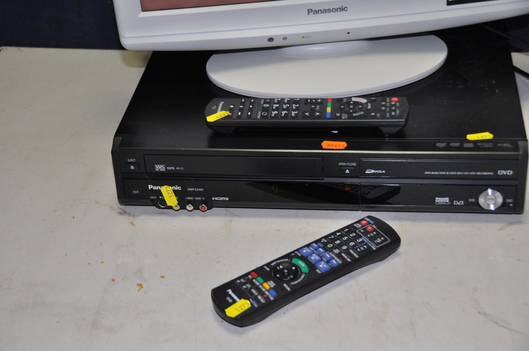 A PANASONIC TX-L19X10BW 19in TV with remote and a Panasonic DVD Video recorder with remote (both PAT - Image 2 of 2