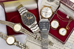 A SELECTION OF LADIES AND GENTS WRISTWATCHES, to include a signed 'Longines quartz presence' watch