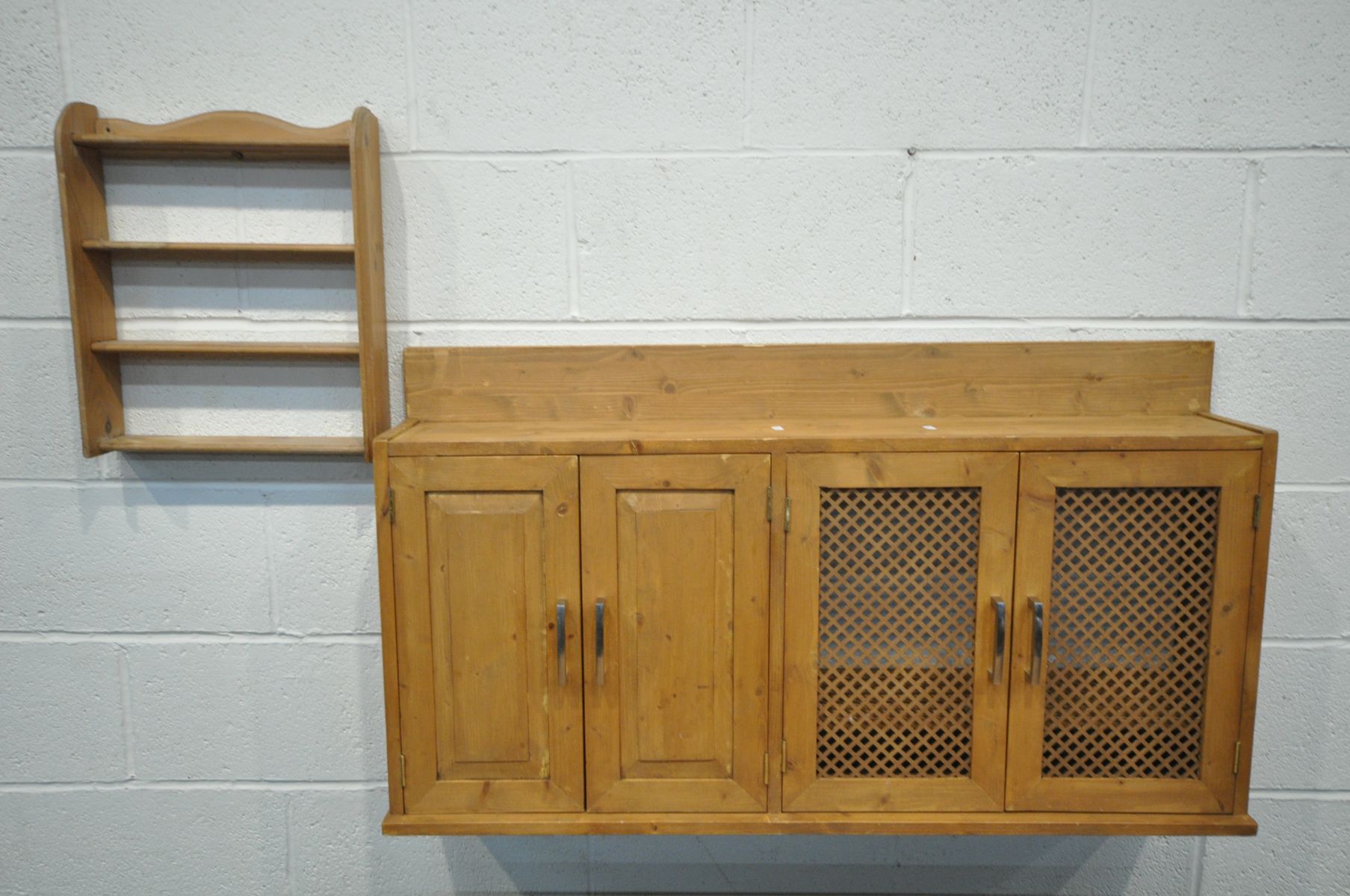 A PINE SIDE TABLE, width 110cm x depth 67cm x height 77cm, along with a pine four door cabinet, - Bild 3 aus 3