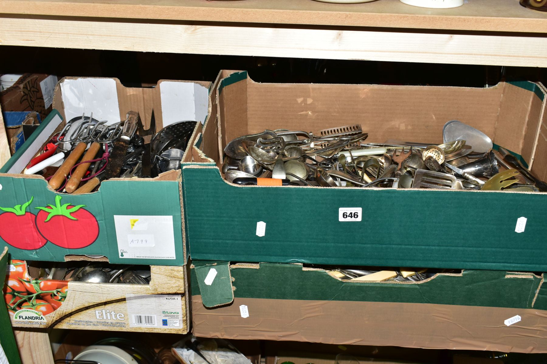 SIX BOXES OF CUTLERY AND OTHER METAL WARES, to include a quantity of loose forks, knives (FOR SALE