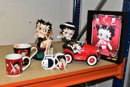 SIX BETTY BOOP ITEMS, to include two officially licensed large resin figures Fitting Shoes and Betty