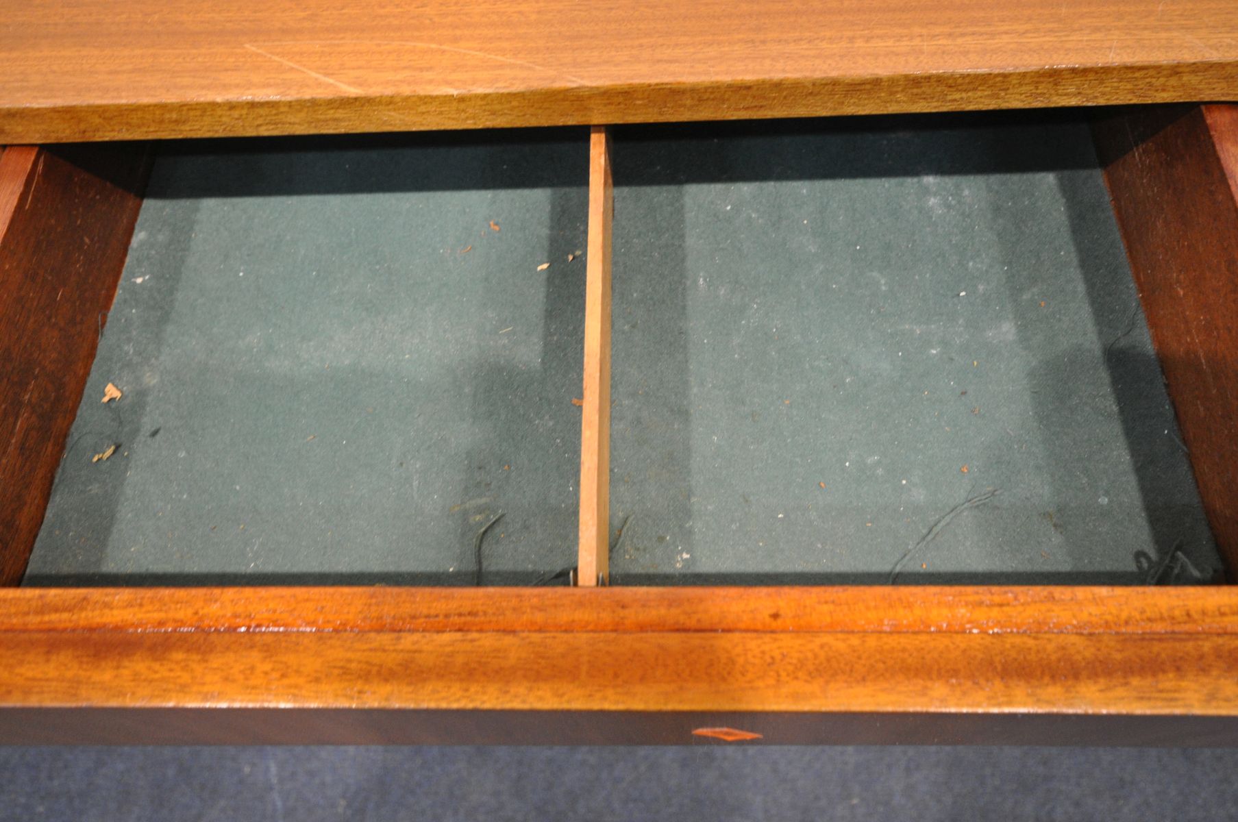 A MID CENTURY TEAK SIDEBOARD, with four frieze drawers, and four cupboard doors, on square tapered - Image 3 of 3