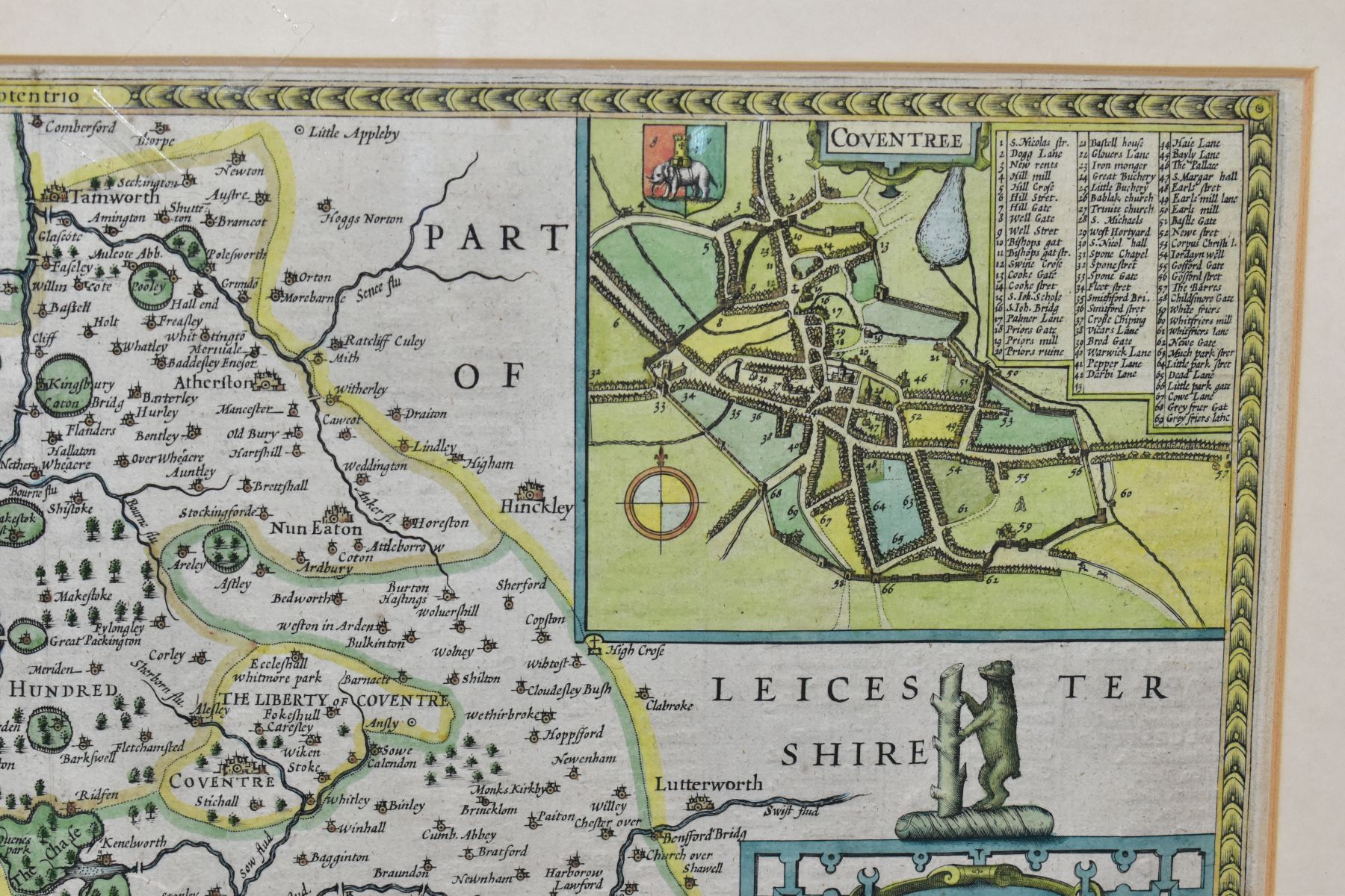 AFTER JOHN SPEED, A MAP OF WARWICK PUBLISHED BY THOMAS BASSETT & RICHARD CHISWELL 1676, the map - Image 7 of 7