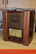 AN A C MODEL WARTIME CIVILIAN RECEIVER RADIO, in wooden case with original instruction label to