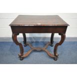 A 19TH CENTURY WALNUT AND MAHOGANY CENTRE TABLE, in the 17th century style, the top decorated with