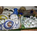 FIVE BOXES AND LOOSE CERAMICS AND GLASSWARE, including a Spode Flemish Green 'Moondrop' fifteen