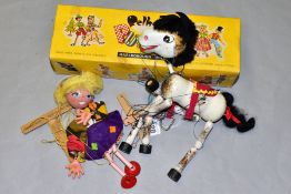 A BOXED PELHAM A2 HORSE PUPPET, with an unboxed Pelham Junior puppet, both appear complete and in