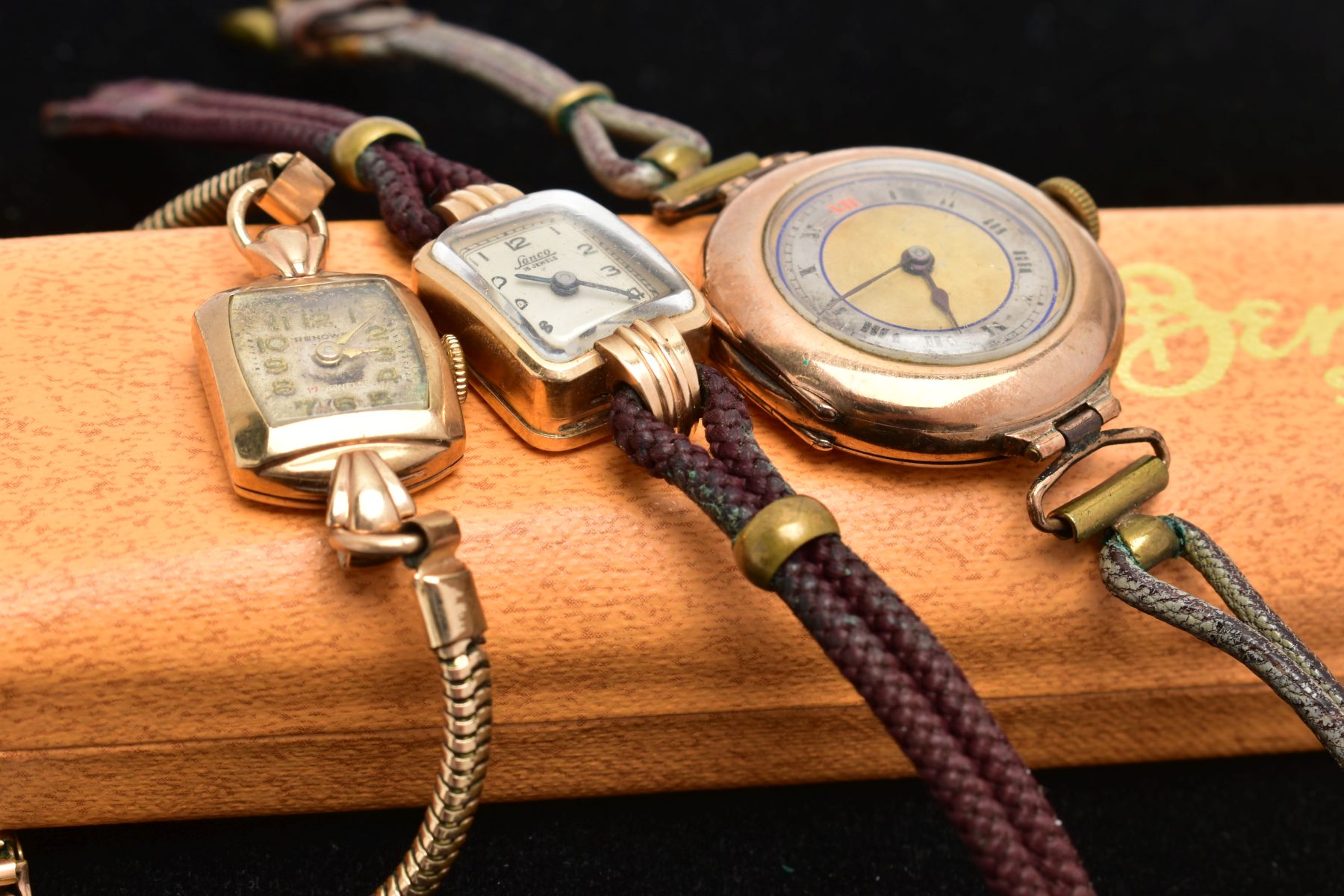 THREE 9CT GOLD WRISTWATCHES, the first a with a hand wound movement, round two tone dial, Roman - Image 3 of 4