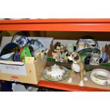 TWO BOXES AND LOOSE CERAMICS, including a Copeland Spode 'Spode's Byron' muffin dish and cover, a