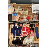 TWO BOXES OF PELHAM AND OTHER PUPPETS, PUPPET /DOLLS FURNITURE AND ACCESSORIES, to include ten