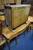 A MAHOGANY SERPENTINE SIDEBOARD, length 139cm and oak gate leg table (2)