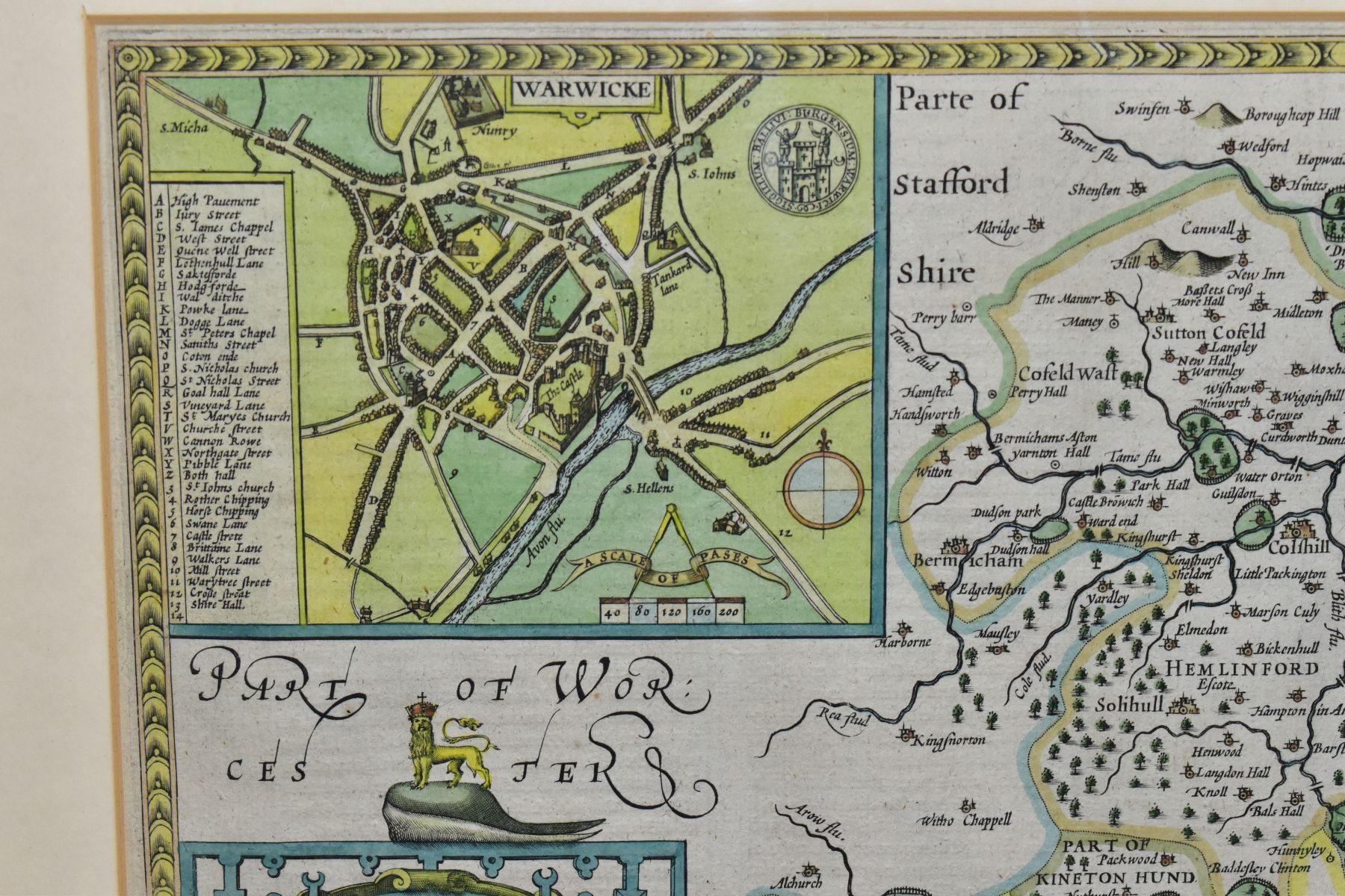 AFTER JOHN SPEED, A MAP OF WARWICK PUBLISHED BY THOMAS BASSETT & RICHARD CHISWELL 1676, the map - Image 6 of 7