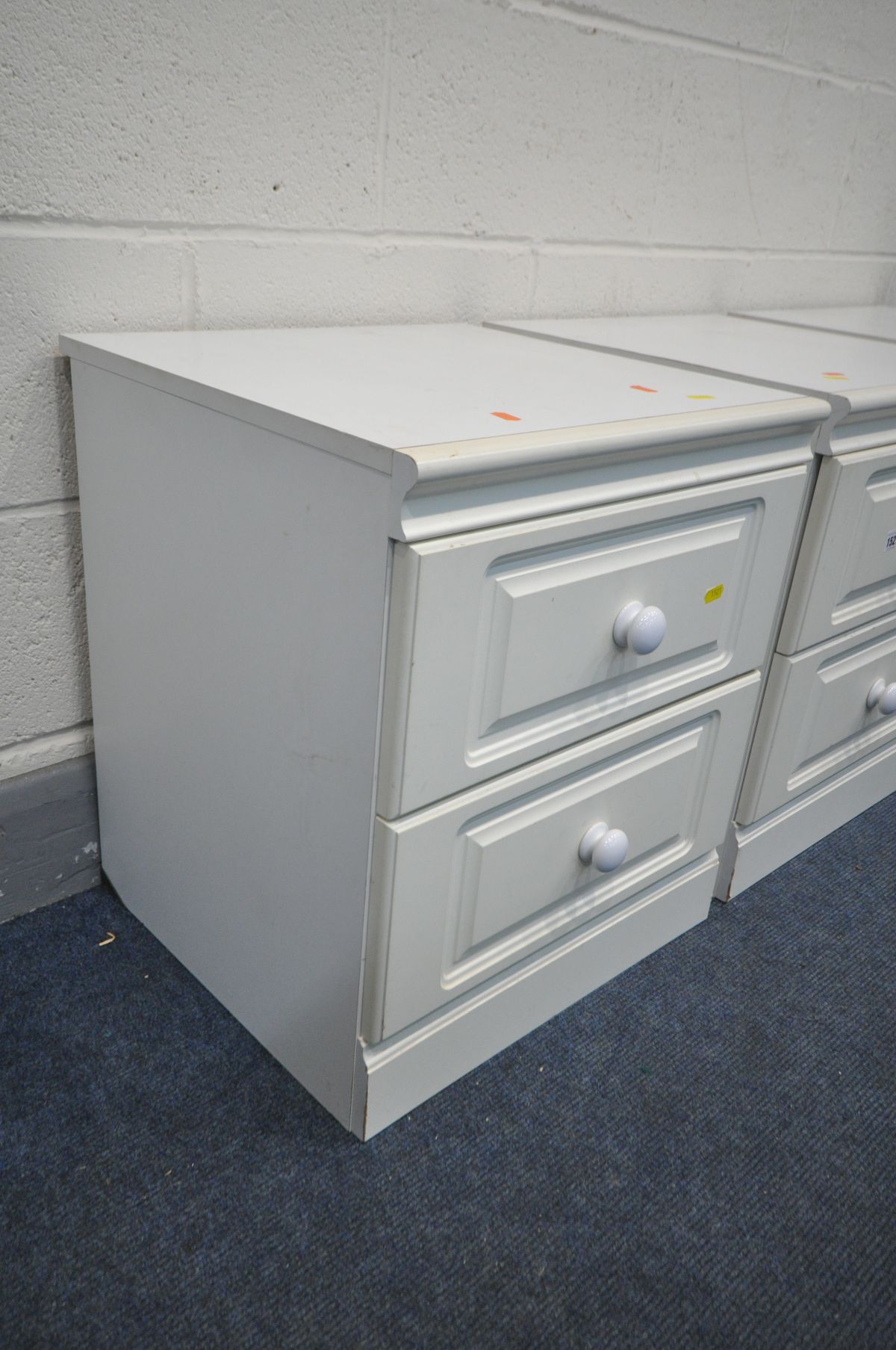THREE WHITE FINISH TWO DRAWER BEDSIDE CABINETS - Image 2 of 2