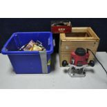 A POWER DEVIL ROUTER model No PDW5027 (PAT pass and working) along with plastic tub containing
