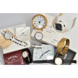 A SELECTION OF WRISTWATCHES AND TRAVEL CLOCKS, to include a Rotary quartz movement watch, encased in