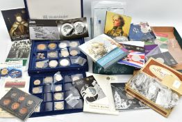 A BOX OF MIXED COINAGE, to include a Royal Mint 2009 year set that includes the low mintage Kew