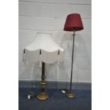 A DAVID HUNT FRENCH GILT TABLE LAMP with a fabric shade, height to fitting 76cm, and a Laura