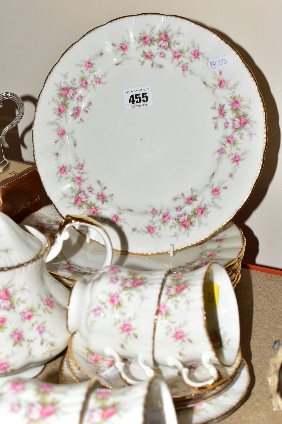 THIRTY SEVEN PIECES OF PARAGON VICTORIANA ROSE TEA AND DINNER WARES, comprising a teapot, five tea - Image 7 of 8